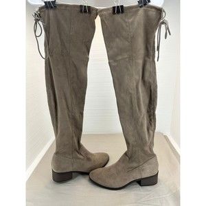 SM New York Women's Brown Suede Side Zipper Tall Boots. Size: 10